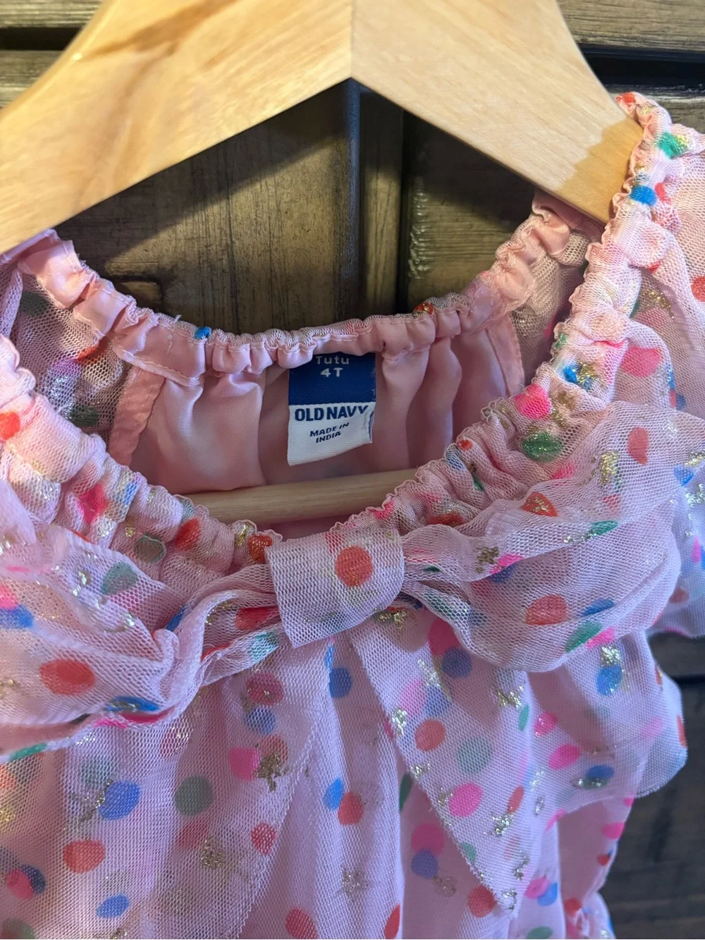 Navy Toddler Girl Pink Tulle Dress‎ 4T Confetti Polka Dot Birthday Party Ruffle